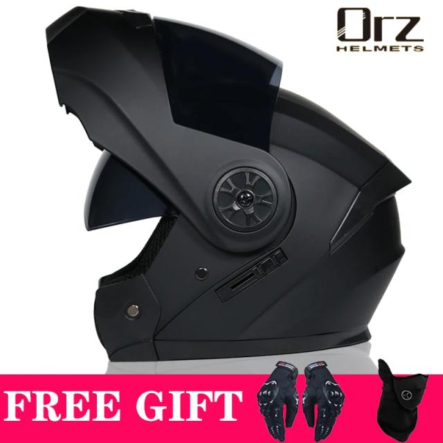 Capacete de Motocicleta Modular Flip Segurança Aprovado DOT Corrida Lente Dupla Viseira Interior