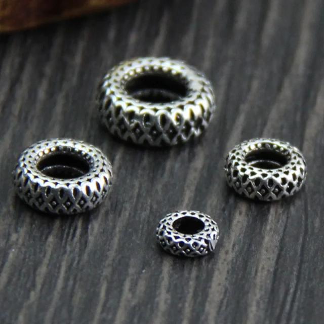 Prata 925 Rodada Spacer Beads 6-12mm Conector DIY Joias