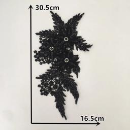 Aplicação de flores em 3d, gola de renda com strass, tecido de renda, bordado, materiais de artesanato, vestido tudo para costura, acessórios - Image 2
