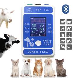 Vet bluetooth hanheld monitores nibp pressão arterial ecg spo2 temp pluse braço sonda circuifere oxímetro monitores clínica hospitalar para animais de estimação - Image 1