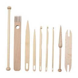 Ferramentas de tecelagem Madeira, Weaving Shuttle, Agulha de crochê, Mão Loom Stick, Tricô Tapeçaria, Ferramentas DIY Craft, 9Pcs Set - Image 6