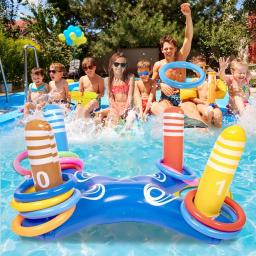 Jogo inflável de natação, brinquedos de piscina flutuante, esporte aquático, suprimentos para festas na praia, 4 loops - Image 1