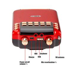 Alto-falante com TF USB, Gravação de Som FM, Falante Megafone, Amplificador De Voz, Guia De Ensino, 3 18650 Bateria, Bluetooth, 10W - Image 3