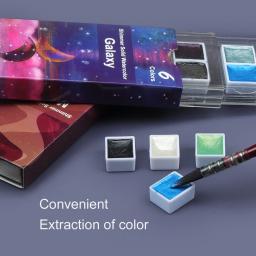 Seamiart-conjunto de pintura aquarela metálica de glitter para arte, material de papelaria, arte, pigmento sólido, 6/12 - Image 2