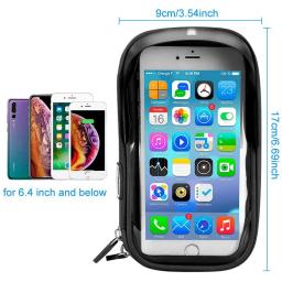 Suporte de telefone à prova d'água, bolsa de guidão de bicicleta e motocicleta com touch screen de 6.4 polegadas, para iphone 12pro samsung - Image 3
