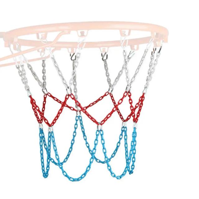 Rede de Basquete de Metal Resistente com Corrente para Cesta e Bola - Acessórios Duráveis para Exercício e Treinamento