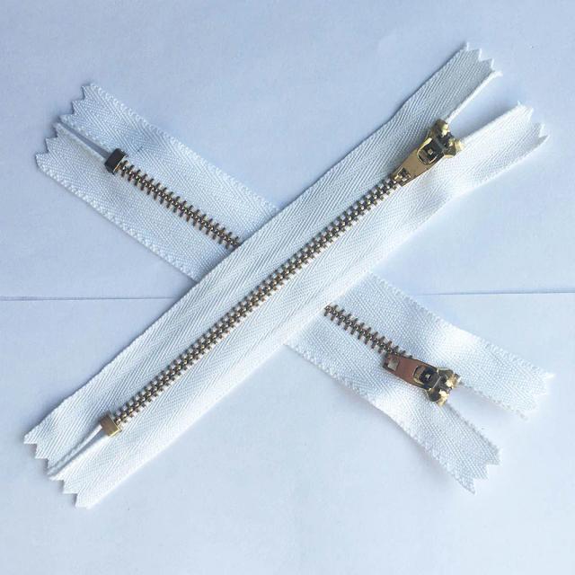Conjunto de 10 Zíperes de Metal para Jeans e Artesanato em Preto e Branco - Vários Tamanhos (3#, 8cm a 18cm)