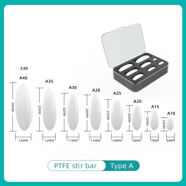 Agitador Magnético JOANLAB com Barras de PTFE - Pacote com 10 Peças nos Tamanhos 15mm a 40mm para Suprimentos de Laboratório