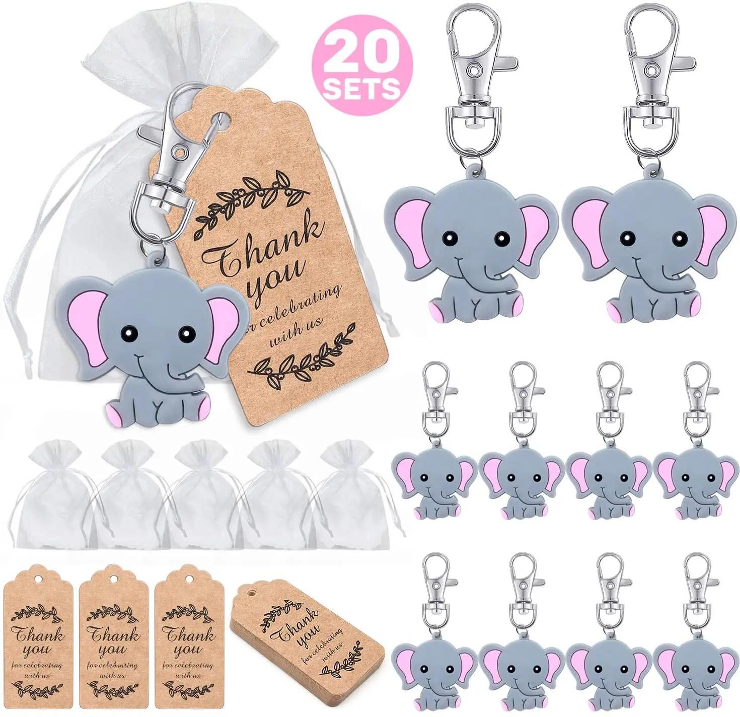 Um grupo de 20 bebês dá boas-vindas à festa para dar presentes, várias cores de bebê elefante Keychain + Transparent Hard Sandbag - Image 1