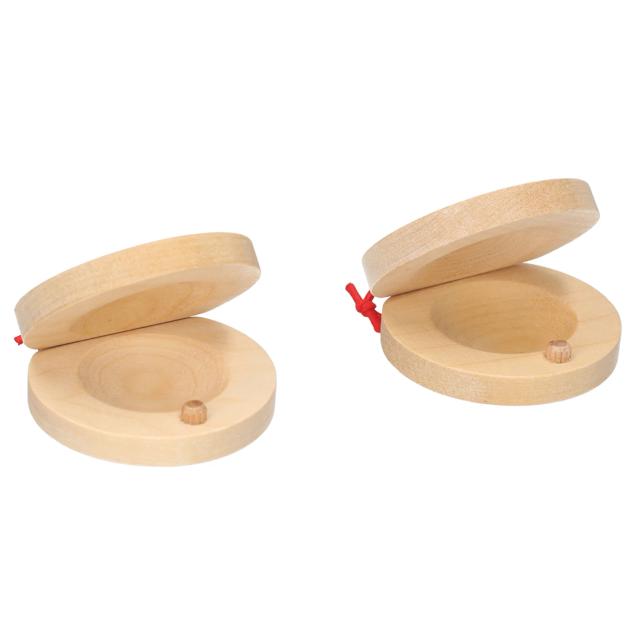 Muslady Pequeno Par de Castanholas de Madeira para Percussão em Tom Marrom