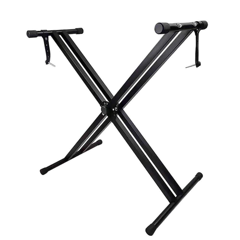 Suporte de suporte de teclado de piano dobrável universal duplo x-style material de metal resistente para teclado de piano digital midi - Image 1