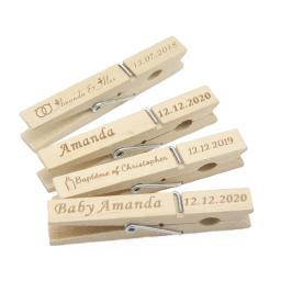 Prendedores De Roupa De Madeira Personalizados Para Roupas, Pinos De Madeira, Roupas Personalizadas Pags, Clips, Decoração Do Casamento, Favor Do Chuveiro Do Bebê, 50PCs - Image 3