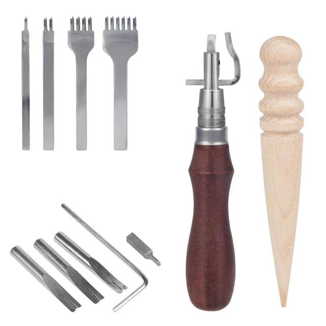 Kit Completo com 11 Ferramentas de Costura para Iniciantes em Artesanato de Couro