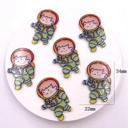 10 pçs colorido glitter astronauta foguete alienígena flatback folha acrílica padrão em miniatura enfeites diy scrapbook artesanato - Image 2