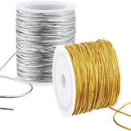 Cordão elástico para cavidades de 1mm e 20m, para artesanato, metálico, fazer joias, para presente, fita de natal - Image 1