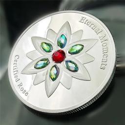 Edição limitada Moeda Comemorativa com Diamante, Momentos Eternos, Rosa, Confissão de Amor, Propor Casamento, Presente Memorial - Image 5