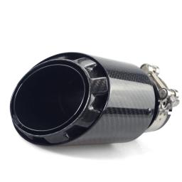 Carro Carbono Silenciador Ponta Escape, 3-Layer Design Bala Forma, Universal reta inoxidável preto Tubo de Escape, Novo - Image 6