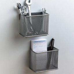 Cesta magnética de malha de arame para geladeira, durável, caixa de armazenamento, organizador de maquiagem, canetas, armazenamento de material de escritório - Image 2