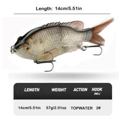 Johncoo 140mm 57g 2 segmento vibração s curva natação articulada iscas de pesca caçador para baixo pique muskie isca dura wobbler - Image 4