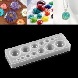 1 pçs molde de silicone meia bola oblate cabochon pingente resina molde de silicone artesanal ferramenta resina cola epoxy moldes jóias fazendo - Image 1