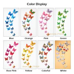 Adesivos de parede de borboleta 3d dupla camada rosa, decoração para casa, arte decorativa, adesivo de decalque de parede, borboletas para ímã de geladeira - Image 6