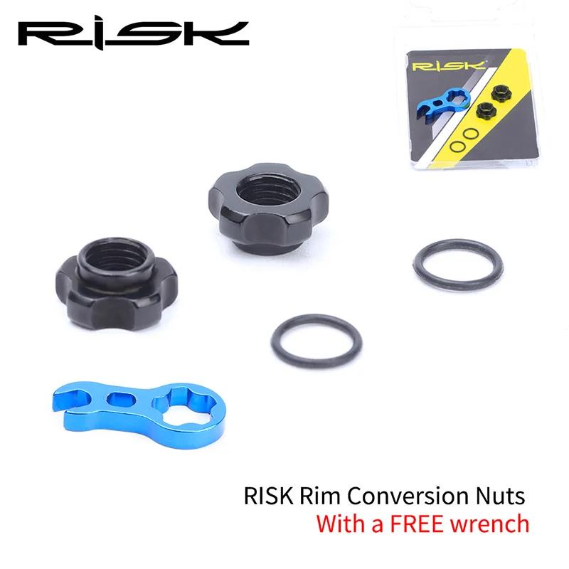 Risco porcas de conversão de aro de bicicleta de alumínio com ferramenta mtb pneu de bicicleta av para fv conversor schrader transferência para adaptador de válvula presta - Image 1