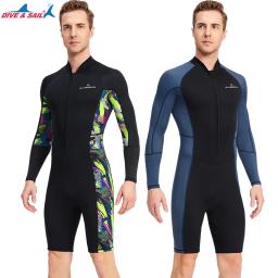 Wetsuits masculinos 1.5/mm neoprene 0.5mm lycra frente zip manga longa shorty mergulho pele snorkeling, surf, canoagem, natação - Image 2