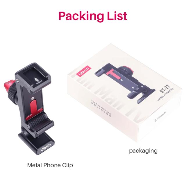 Suporte Vertical de Metal Ulanzi ST-27 para Smartphone com Acessórios para Live, Microfone e Luz de Vídeo