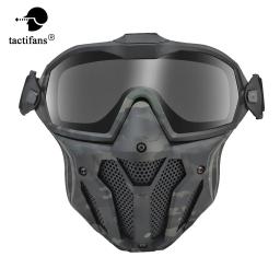 Máscara tática de proteção facial completa, óculos destacáveis de airsoft com sistema de ventilador antiembaçante, acessórios de paintball para motocross - Image 1