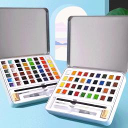 Aibelle-conjunto de pintura aquarela sólida portátil, 36/48 cores, estojo de ferro, cor sólida, com pigmentos, material para arte, aquarela - Image 6