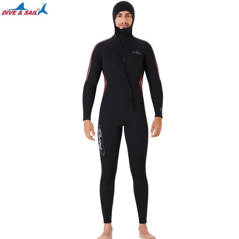 Mergulho & sail 3mm neoprene mergulho mergulho terno homem underwater snorkeling surf frente zíper caça submarina com capuz praia wetsuit - Image 1