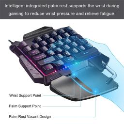 Teclado para jogos de uma só pessoa, RGB Backlit, Mini teclado portátil para jogos, Controlador de jogos para PC, PS4, Xbox Gamer, 1Pc - Image 4