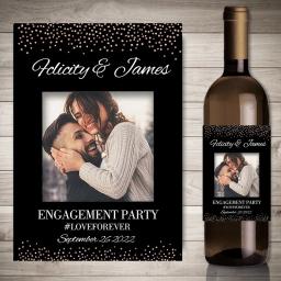 20 pçs personalizado garrafa de vinho adesivos personalize foto festa de noivado casamento impressão foto decoração etiquetas imagem qualquer texto - Image 1