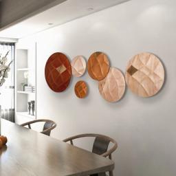 Adesivo de parede redondo de madeira, decoração de artesanato para pendurar na parede, sala de estar, sala de tv, sala de parede, enfeite de arte de decoração - Image 3