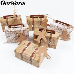 Mini Mala De Papel Kraft, Caixa De Doces, Presente Temático De Viagem, Favores De Festa De Casamento Para Convidados, Chuveiro De Bebê, Fontes De Festa De Aniversário - Image 1