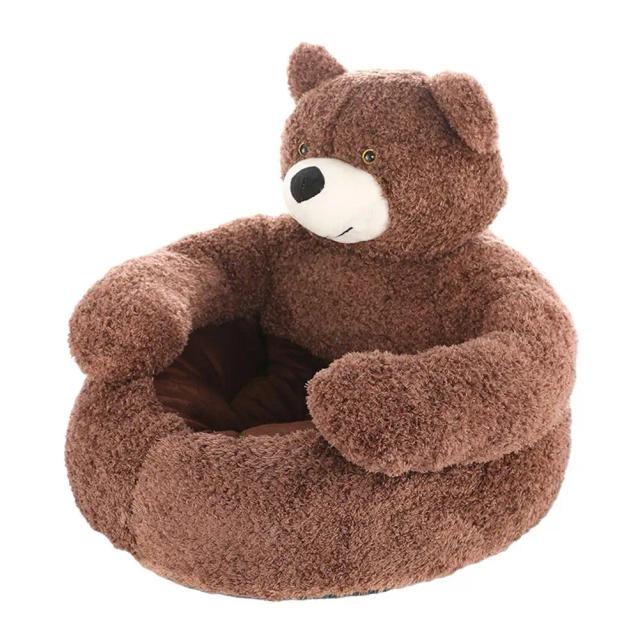 Cama Super Macia para Animais de Estimação: Urso Aconchegante para Gatos e Filhotes de Cachorro, Conforto Perfeito para Inverno