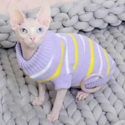 Roupas de gato fashion fofo listrado suéter para gato eshinx inverno fantasia quente pet com capuz malha pulôver moletom mascotas gatos - Image 2