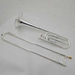 Venda quente tenor trombone bb/f sliver banhado instrumento musical com bocal caso frete grátis - Image 1