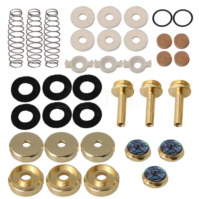 Kit de Reparo para Trompete com 24 Peças - Válvulas, Tampas Superiores e Inferiores e Botões
