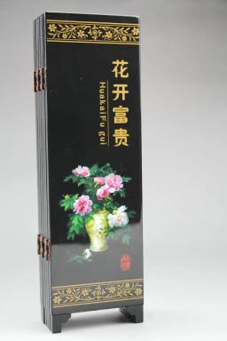 Tela de entalhar madeira chinesa, caligrafia e pintura de flor de peônia, artesanato decorativo - Image 5