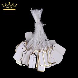 100 pçs/lote preço diy etiqueta retangular gravata corda jóias roupas exibição preço de mercadoria tag cartão prata/ouro/branco - Image 4