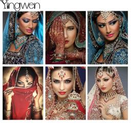 Belezas indianas 5D Kits de Pintura Diamante, Mulheres Asiáticas, Ponto Cruz, Retrato, Mosaico, Contas Bordadas, Decoração para casa - Image 1