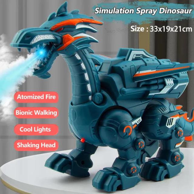 Dino Elétrico Spray Dragão para Crianças: Brinquedo Educativo com Fogo Atomizado, Cabeça Cortante e Luzes Legais