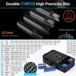 Conjunto de chaves de fenda para computador, kit de ferramentas de reparo 118 Bits, chave magnética para laptop e telefone 140PCs - Image 2
