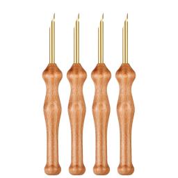 1/2 pçs perfurador de madeira agulha bordado caneta com agulha threader para diy artesanato costura applique embelezamento ferramentas de costura - Image 2