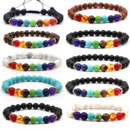 Pulseira de pedras naturais de miçangas, 8mm, para mulheres, homens, casal, lava, rock, contas de equilíbrio de cura, buda, chakra, joia - Image 1