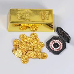 100 pçs plástico ouro tesouro moedas pirata moedas de ouro adereços brinquedos halloween decoração crianças festa aniversário adereços acessórios - Image 6