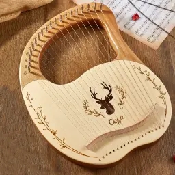Instrumento de corda de madeira da caixa da ressonância da harpa da lira de 19 cordas com chave de ajuste 3 pces picaretas instrumentos de cordas - Image 6