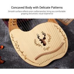 Lira de madeira 19-string harpa caixa de ressonância instrumento de corda com chave de ajuste 3pcs picaretas adesivo conjunto extra de cordas instrumento - Image 6