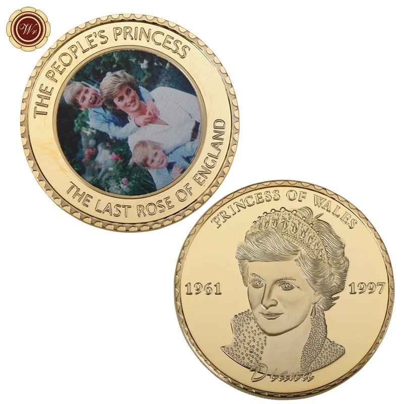 10 peças-conjunto de moedas colecionáveis com suporte de moedas berloques e moedas banhados a ouro-princesa de gais - Image 1